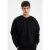 Erkek Kapşonsuz Oversize Kalıp Sweatshirt (Siyah) (L Beden)
