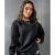 Kadın Kapşonsuz Oversize Kalıp Sweatshirt (Siyah) (M Beden)